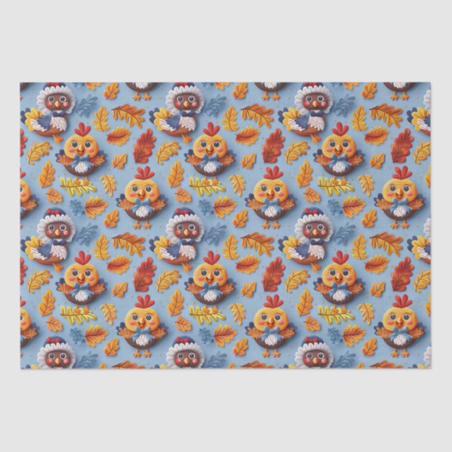 Papier Mousseline Thanksgiving Baby Turkey And Chicks (Recto)