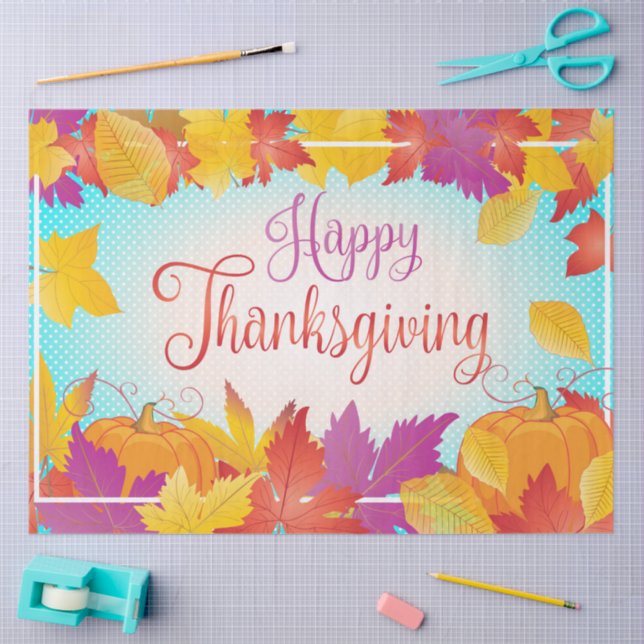 Papier Mousseline Thanksgiving Holiday Fall Maple Feuilles RETRO déc (Artisanat)