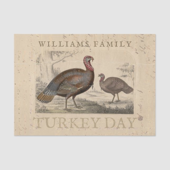 Papier Mousseline Thanksgiving Vintage Turquie Day Decoupage (Recto)