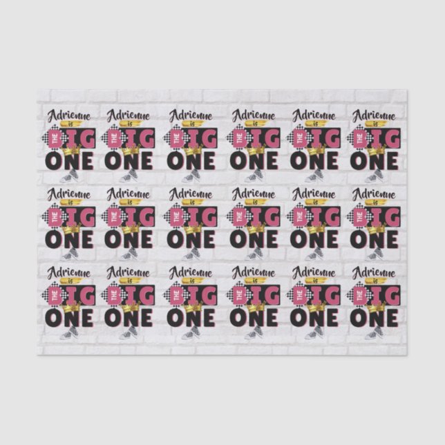 Papier Mousseline The Big One| PINK Retro Hip hop 1er anniversaire E (Recto)