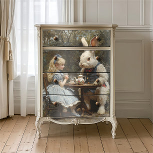 Papier Mousseline Thé dansant vintage Alice Géant Lapin Blanc