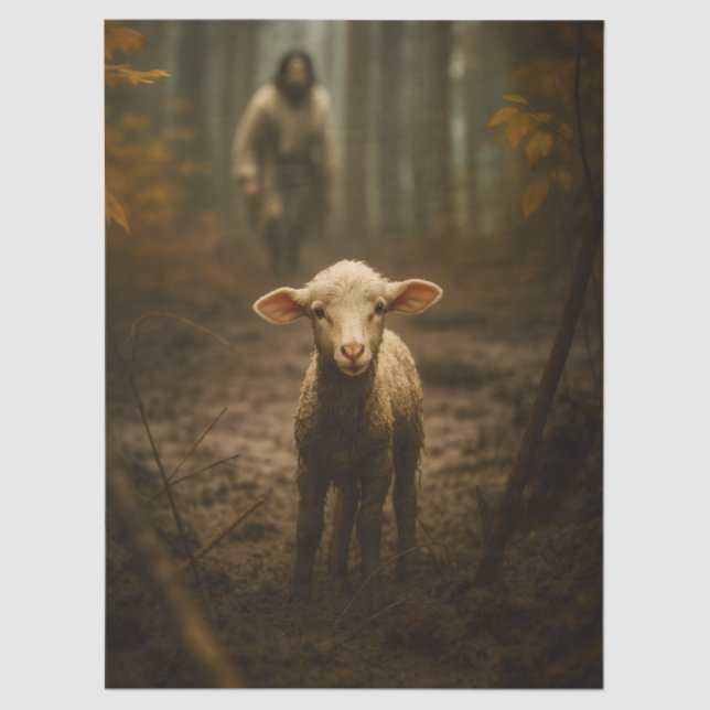 Papier Mousseline The Good Shepherd and the Lost Lamb – Jesus & Lamb (Recto)