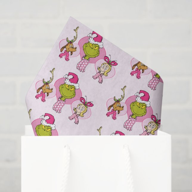 Papier Mousseline The Grinch Crew in Pink Valentine's Portrait (Sac cadeau)