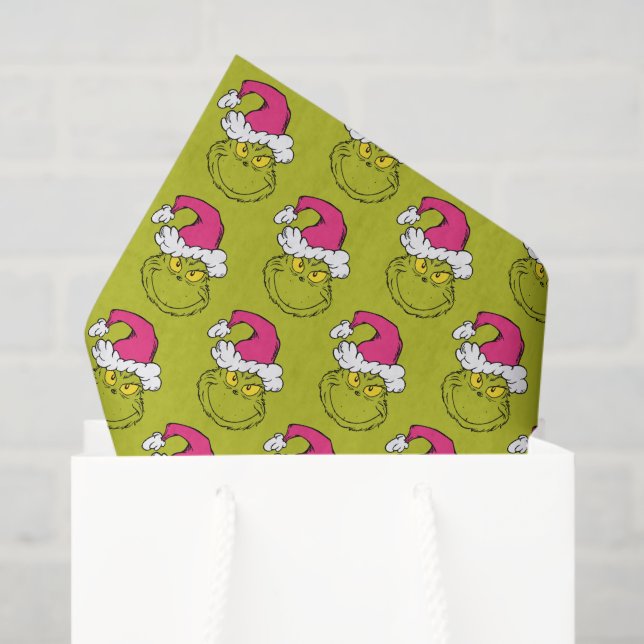 Papier Mousseline The Grinch in Pink Santa Hat (Sac cadeau)