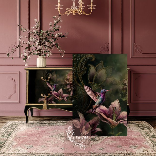 Papier Mousseline The Lily, Hummingbird Ethereal Floral (The Lily, Fairy Tale Fantasy Hummingbird & Floral Decoupage Tissue Paper.)