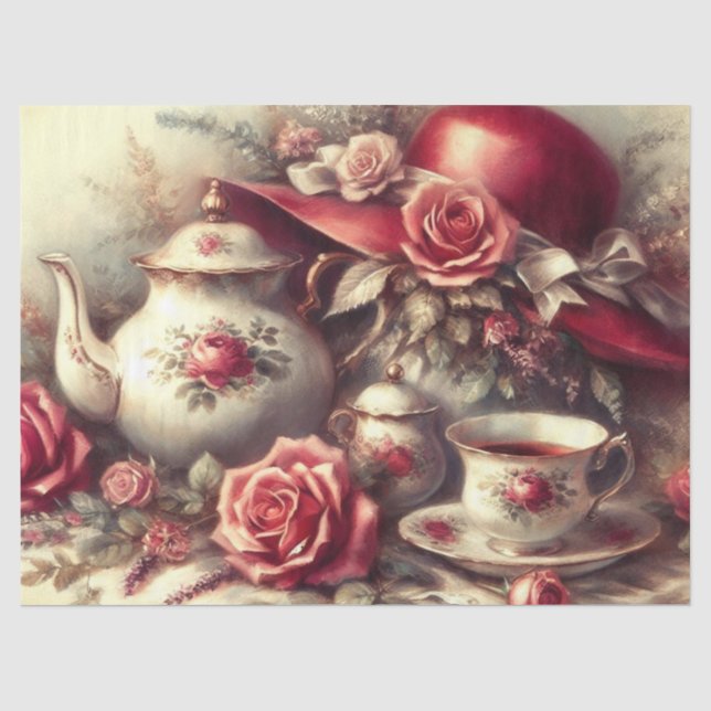 Papier Mousseline Thé Party vintage Red Hat (Recto)