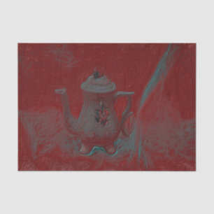 Papier Mousseline Théière vintage rouge sarcelle vieil antique décou