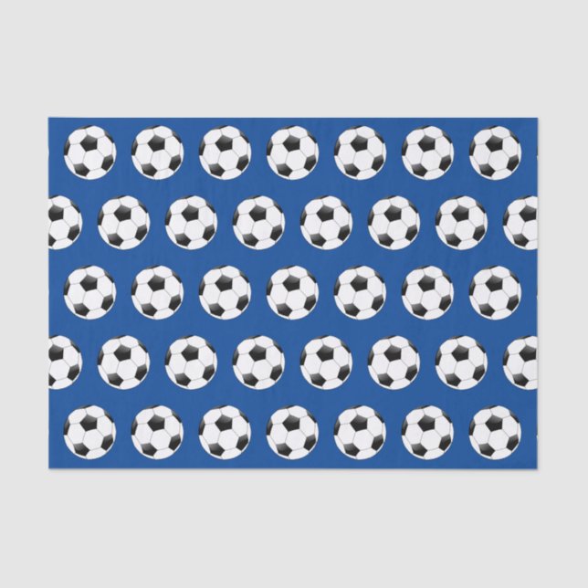 Papier Mousseline Thème de football cadeau TissuBleu (Recto)