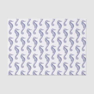 Papier Mousseline Thème de la plage de l'hippocampe - Bleu