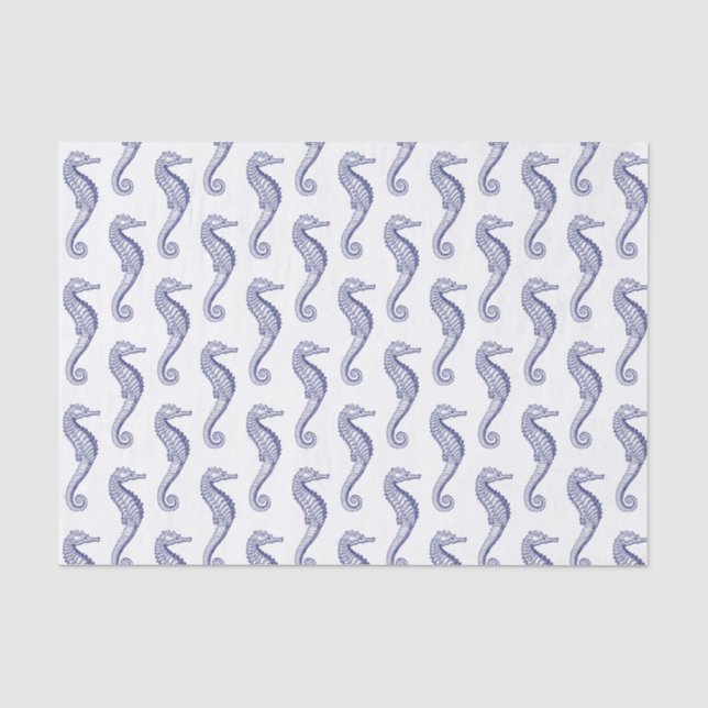 Papier Mousseline Thème de la plage de l'hippocampe - Bleu (Recto)