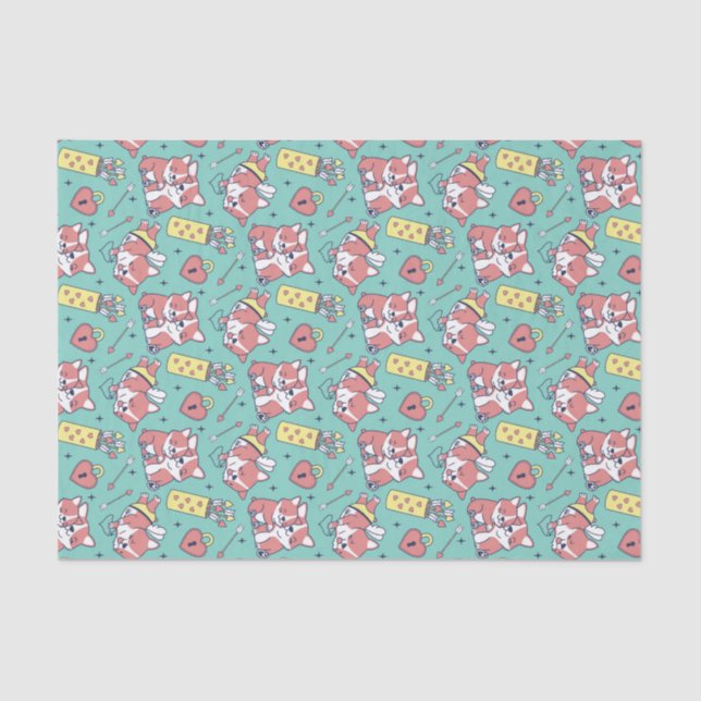 Papier Mousseline Thème de la Saint-Valentin avec motif de Cupidon e (Recto)