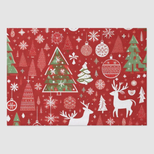 Papier Mousseline Thème de Noël Arbres de Noël Flocon de neige Balis (Recto)