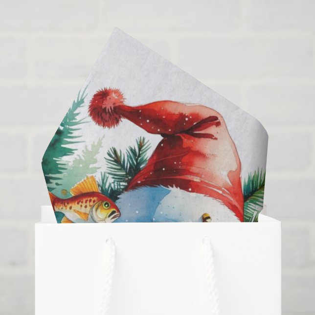 Papier Mousseline Thème de Noël de pêche (Sac cadeau)