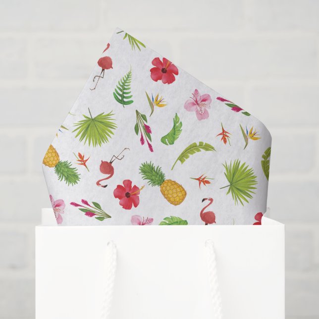 Papier Mousseline Thème d'été de plage côtière des Tropiques flamant (Sac cadeau)