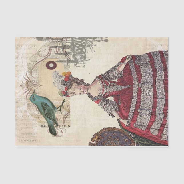 Papier Mousseline Thème fête d'anniversaire Marie Antoinette Paris V (Recto)