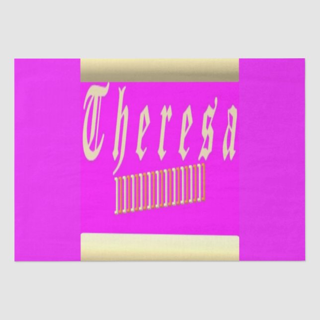 PAPIER MOUSSELINE THERESA NOM OR ET ROSE GRAPHIQUE (Recto)