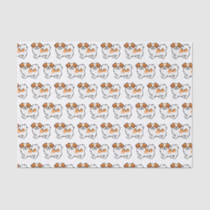 Papier Mousseline Tibétain Spaniel Parti-Couleur Rouge Motif De Chie
