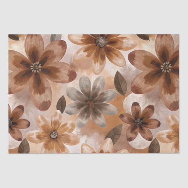 Papier Mousseline Tie Dye Autumn Floral (Recto)