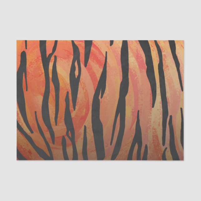 Papier Mousseline Tiger chaud orange et noir (Recto)
