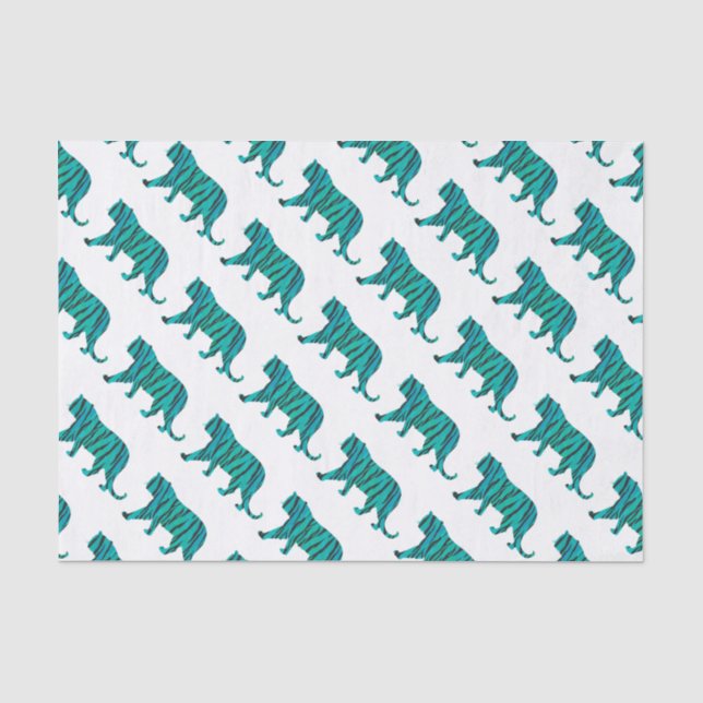 Papier Mousseline Tiger noir et Turquoise (Recto)