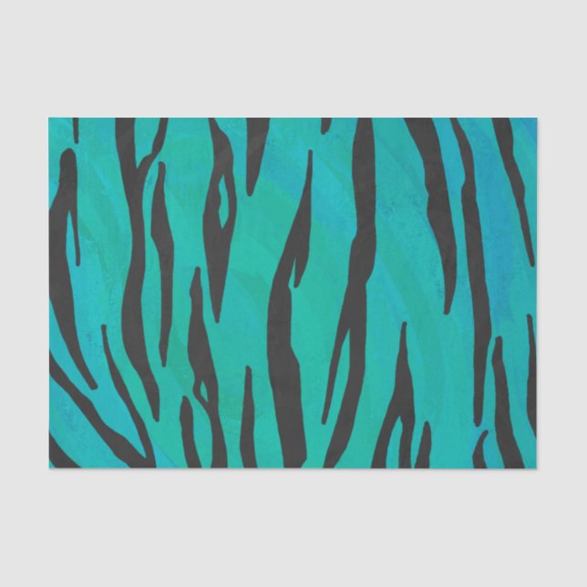 Papier Mousseline Tiger noir et Turquoise (Recto)
