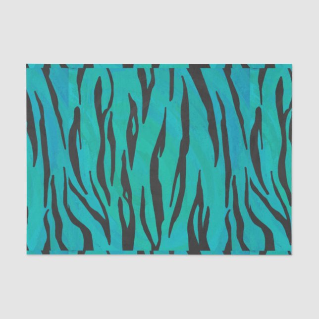 Papier Mousseline Tiger noir et Turquoise (Recto)