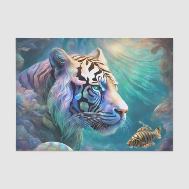 Papier Mousseline Tiger Poisson Dégoupage Tissu (Recto)