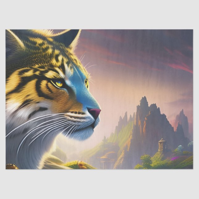 Papier Mousseline Tigre Ancien Sondage son royaume-Fleurs pourpres (Recto)