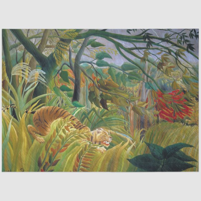 Papier Mousseline Tigre dans une tempête tropicale, Rousseau (Recto)
