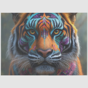 Papier Mousseline Tigre majestueux avec peinture faciale Tribale vib