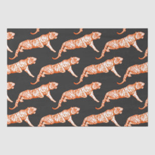 Papier Mousseline Tigre orange brillant et moderne sur noir