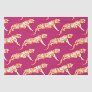 Papier Mousseline Tigre orange vif et rose moderne