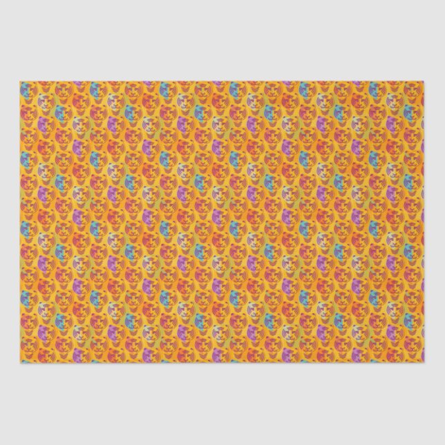 Papier Mousseline Tigre pattern on dark yellow (Recto)