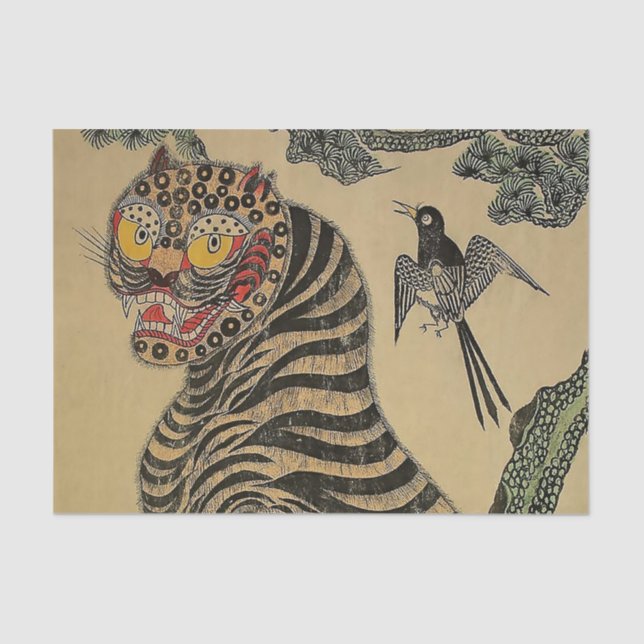 Papier Mousseline Tigre rayé coréen Minhwa (Recto)