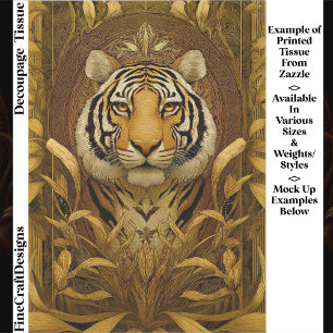 Papier Mousseline Tigre royal en brun et or EQ4 découpage