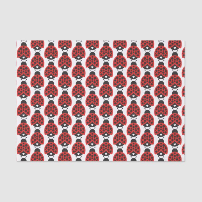 Papier Mousseline Tiled Petite coccinelle filles tissu de fête (Recto)