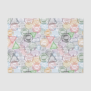 Papier Mousseline Timbres de voyage