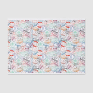 Papier Mousseline Timbres de voyage colorés ou Motif de marqueurs