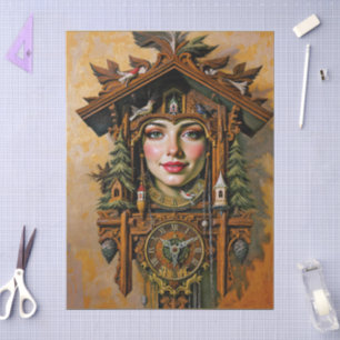 Papier Mousseline "Timeless Muse" - Portrait de l'horloge de la cabi