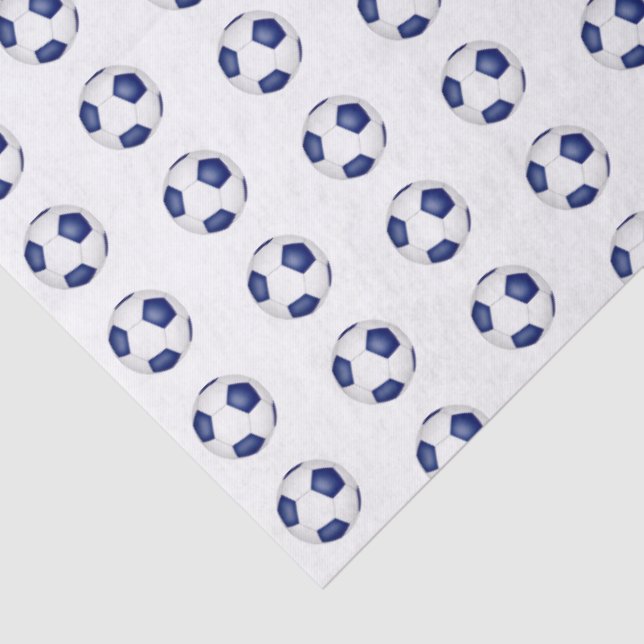 Papier Mousseline tiny blue white soccer balls pattern (Détail)