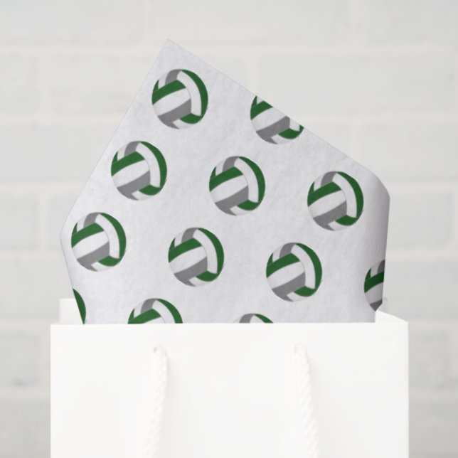 Papier Mousseline tiny green gray volleyballs pattern (Sac cadeau)