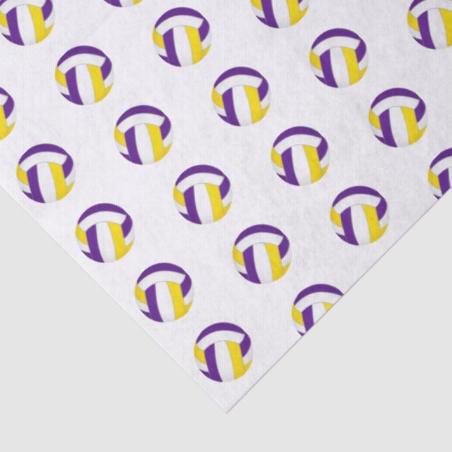 Papier Mousseline tiny purple gold volleyballs pattern (Détail)