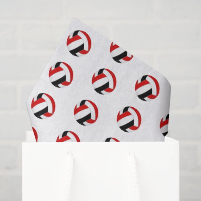 Papier Mousseline tiny red black volleyballs pattern (Sac cadeau)