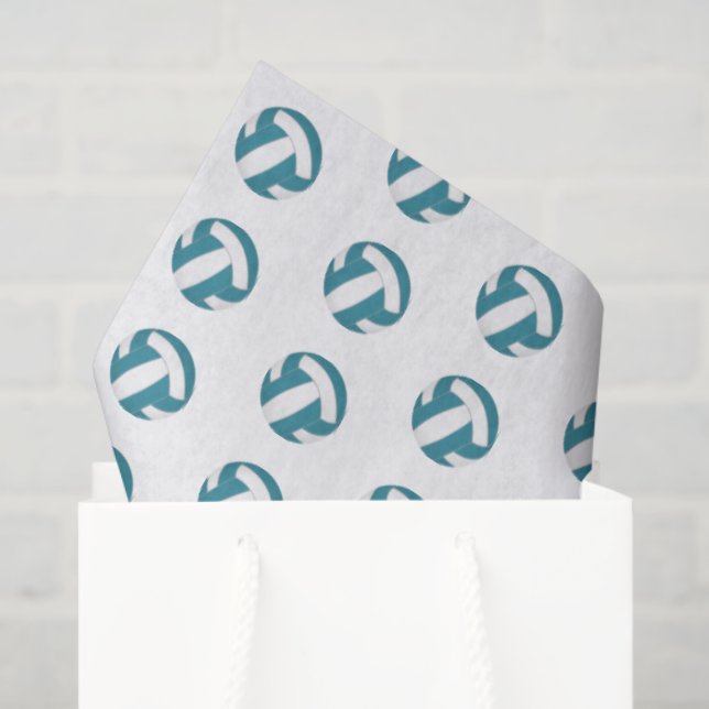Papier Mousseline tiny teal white volleyballs pattern (Sac cadeau)