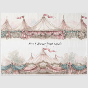 Papier Mousseline Tiroir Devant Decoupage Cirque Pastel Dentelle Vin