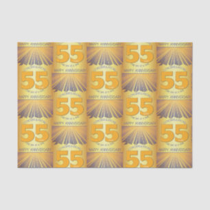 Papier Mousseline Tissu d'anniversaire 12 étapes Golden Ray 55 ans