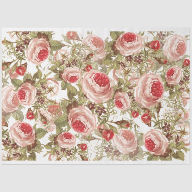 Papier Mousseline Tissu de collage des Roses Vintages (Recto)