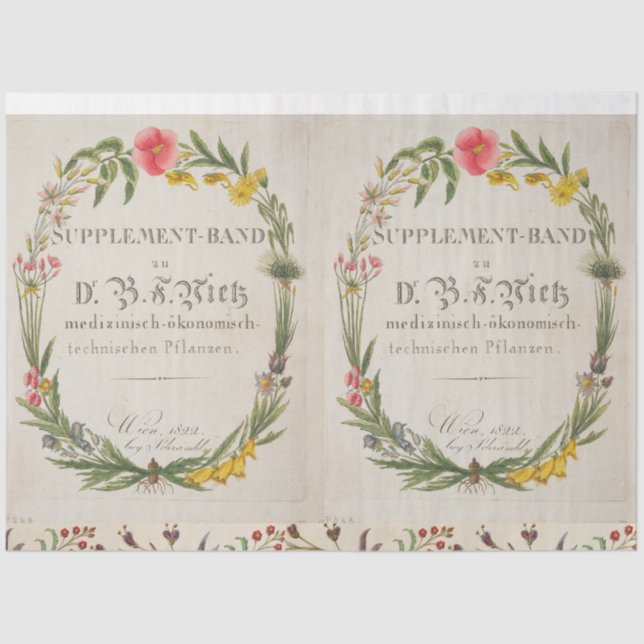 Papier Mousseline Tissu de découpage à double couronne florale (Recto)