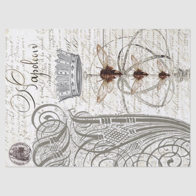 Papier Mousseline Tissu de Decoupage de manuscrit d'éphémères de (Recto)