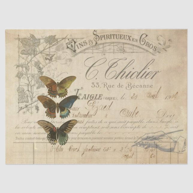 Papier Mousseline Tissu de Decoupage d'éphémères (Recto)